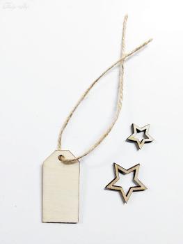 Holzschild mit Juteschnur Auswahl Stern